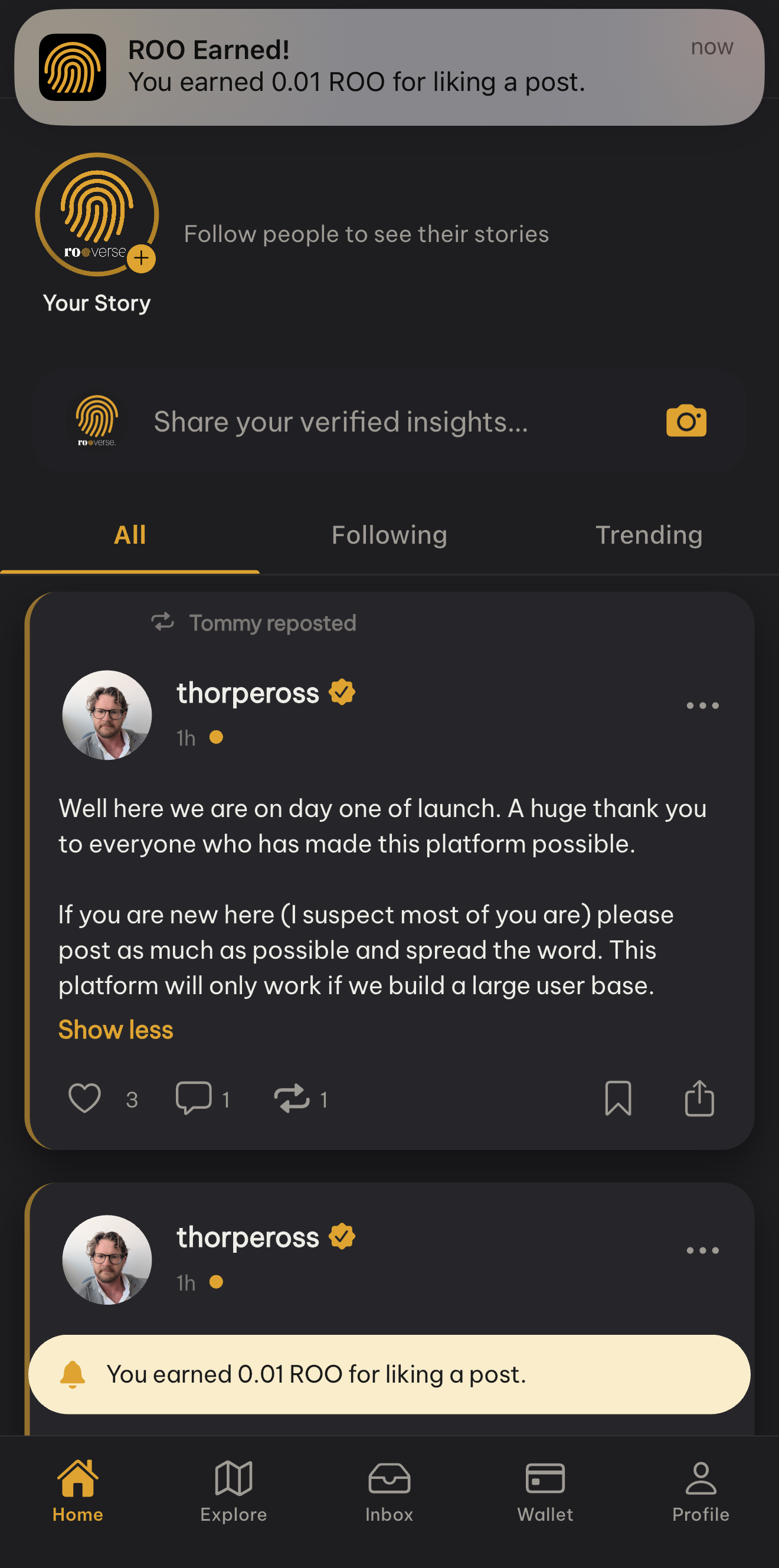 Rooverse App — Home Feed
